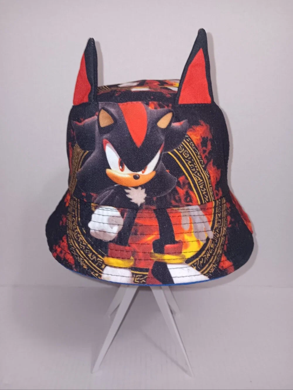Shadow The Hedgehog Kids Graphic Bucket Hat Black & Red 3D Ears